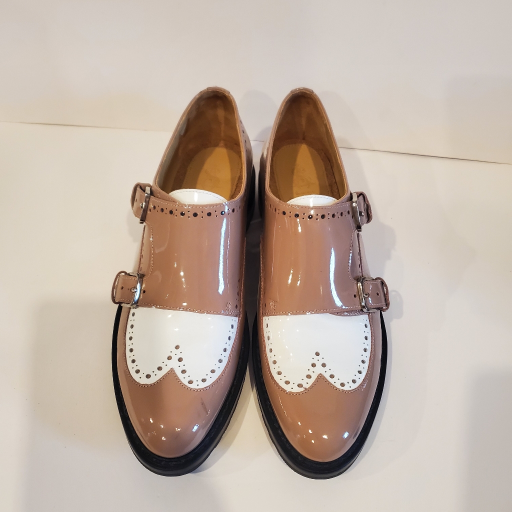 The Office Of Angela Scott Mr.York Monk Strap Shoe Patent Leather Mauve&White 39